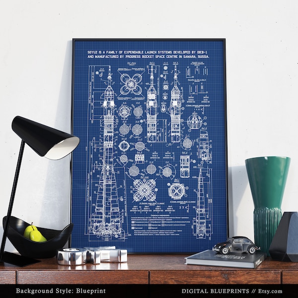 Soyuz-U2, Russian Rocket Print, Soyuz Blueprint, Outer Space, Space Art Poster Print, Soviet Rocket, Outer Space Nursery, USSR Spaceship