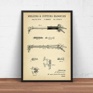 Welding And Cutting Blowpipe Patent,  Welding Wall Art, Welding Print, Steampunk Art Garage Decor Mechanic Poster Print