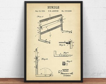 Hindernis Patent Print, Track and Field Poster, Running Hurdle, Track Art, Cadeau voor Sprinter, Running Wall Art, Runner Gifts, Man Cave Decor