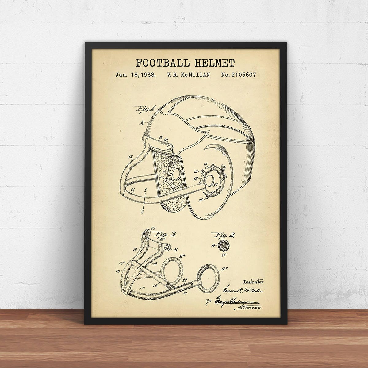 Football Helmet Patent Print,  American Football Poster Print, Sports Helmet Blueprint Art, Game Room Wall Art Decor
