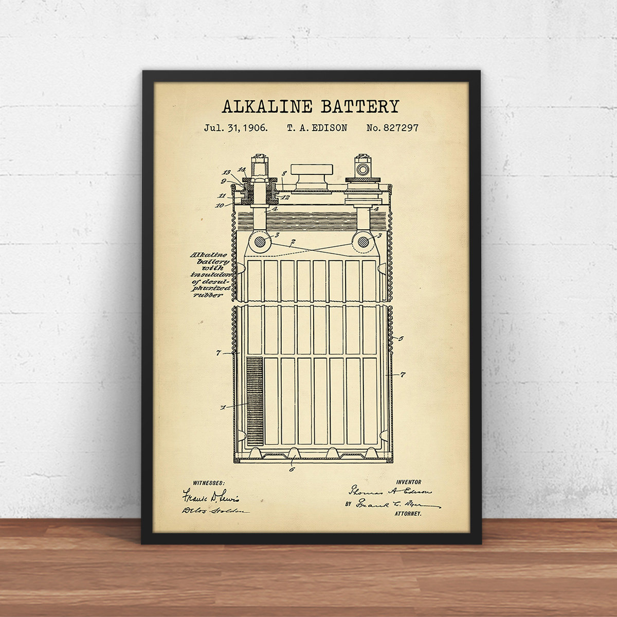 Alkaline Battery Patent Print Thomas Edison Alkaline Battery - Etsy