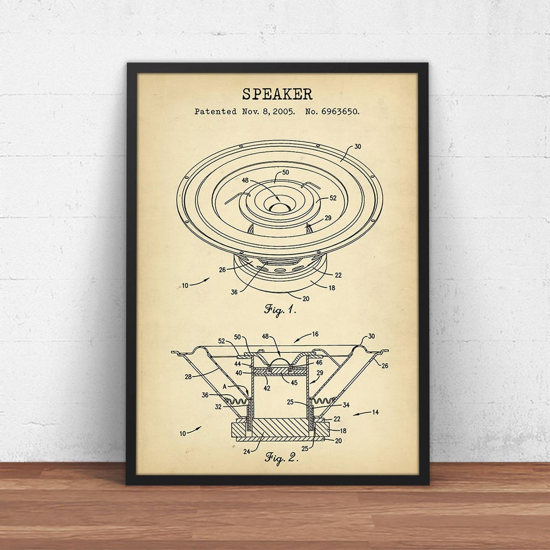 Speaker Patent Print, Speaker Blueprint Art, Speaker Poster Print