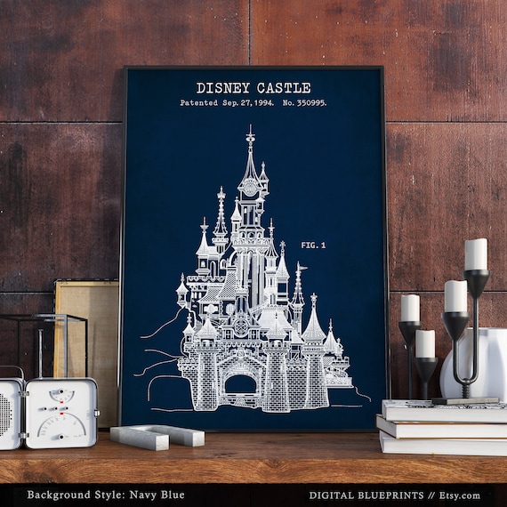 ディズニー城の特許プリント、眠れる森の美女の城の設計図、子供部屋の