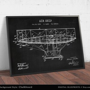 Air Ship Patent Print, Flying Machine Art Download, Vintage Airplane ...