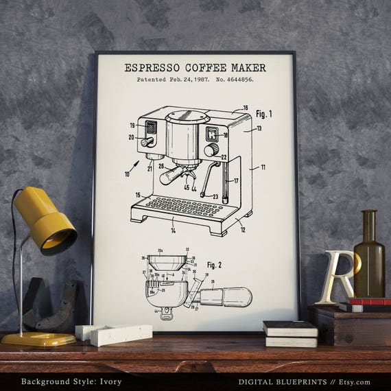 Espresso Coffee Maker Patent Print, Blueprint Art, Kitchen Wall Art, Coffee  Poster Print, Cafe Decor Coffee Lover Gifts 