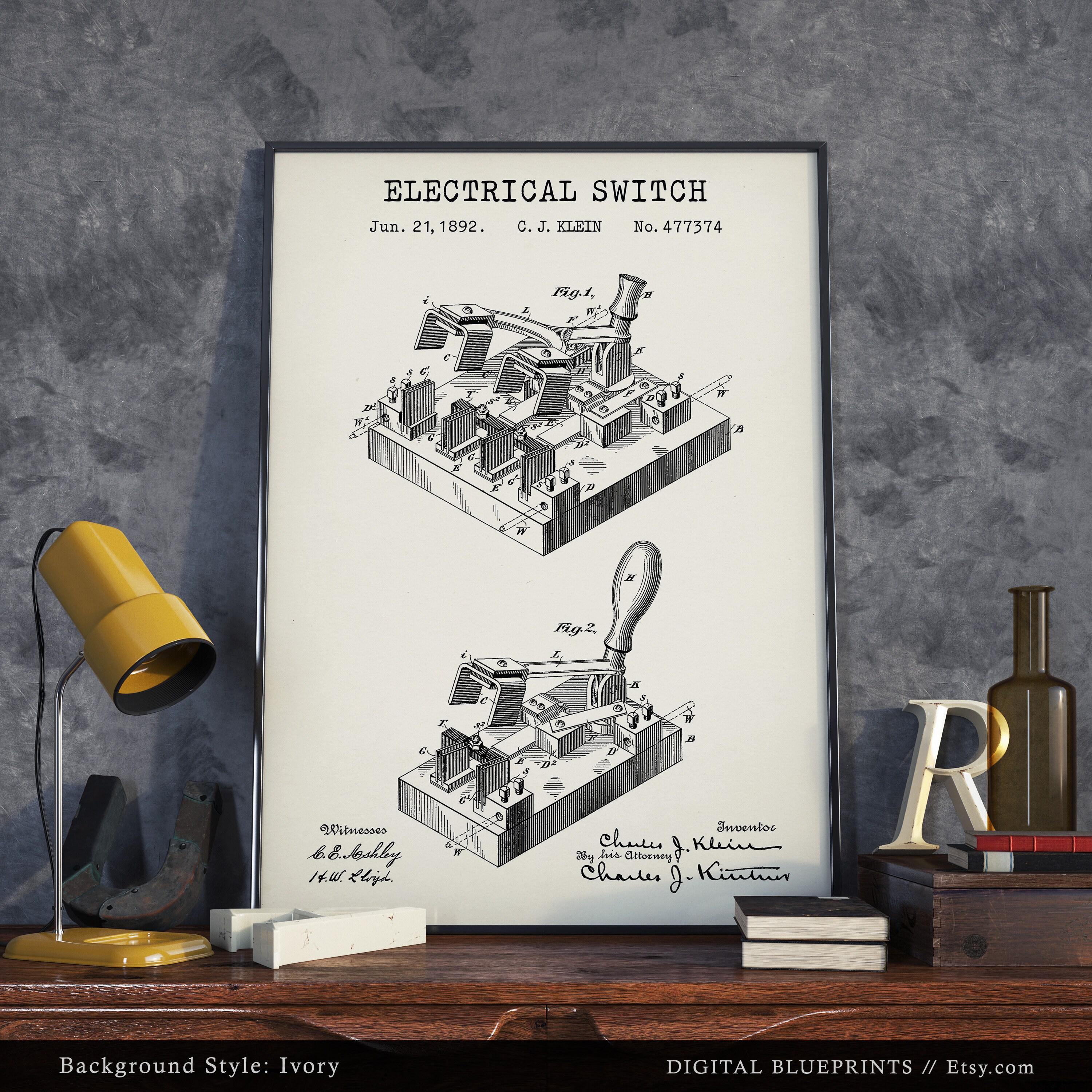 Electric Switch Patent Print Electrical Patents Electrician Etsy
