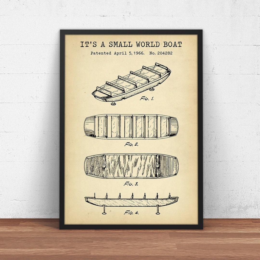 ディズニープリント、イッツ・ア・スモールワールド遊園地乗り物、ディズニーランドの装飾、ウォーターライドボートの設計図、ウォールアートポスタープリント  - Etsy 日本