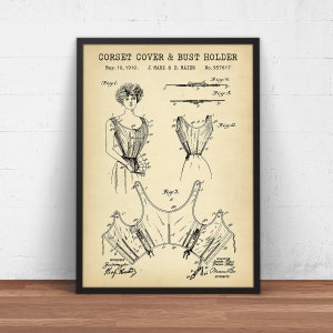 Corset Cover & Bust Holder Patent Print,  Vintage Fashion Poster Print, Sewing Room Wall Art, Fashion Designer Gifts,