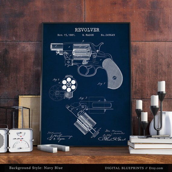メイソン リボルバー 1881 特許印刷物、コルト M1889 ハンドガンの設計