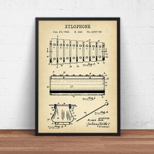 Xylophone Patent Print, Musicians Studio Decor, Music Poster, Symphony Orchestra Wall Art, Percussionist, Band Director, Music Teacher Gifts