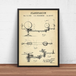 Planetarium Art Print, Vintage Planetarium Patent Print, Celestial Wall Decor, Astronomy Art, Solar System, Planet Satellite, Outer Space