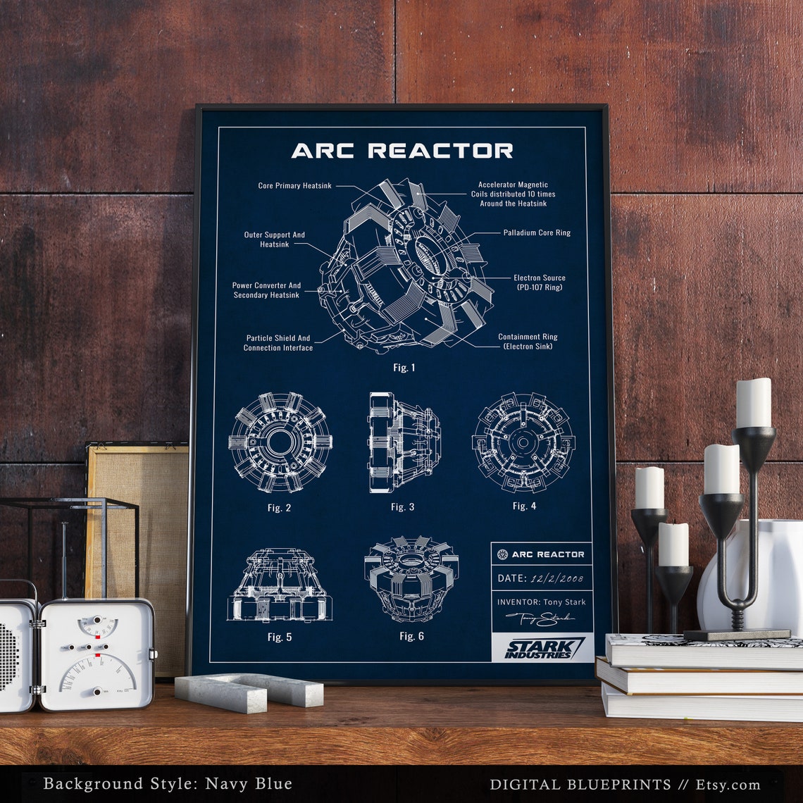 Arc Reactor Blueprint Art, Iron Man Movie Poster Print, Arc Reactor ...