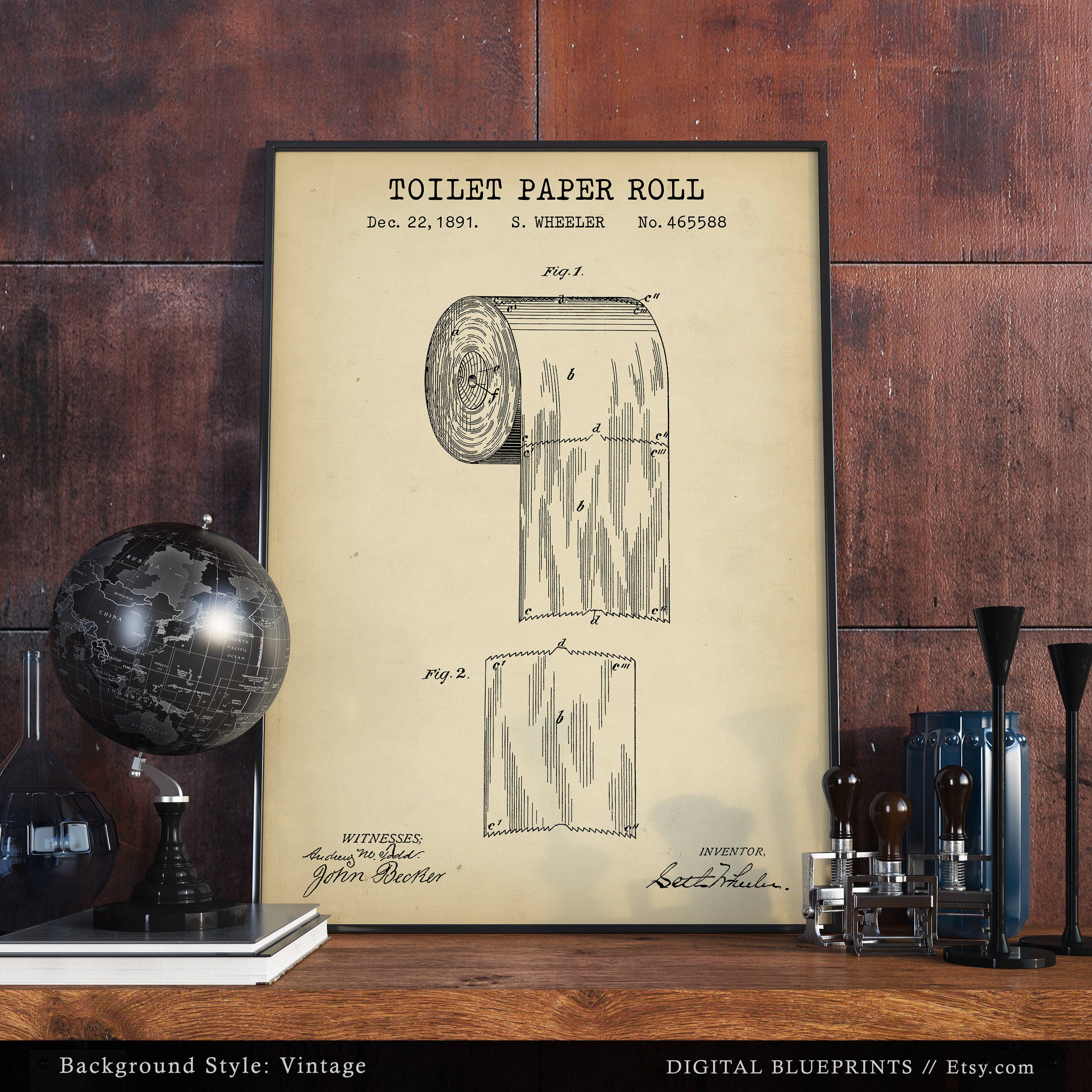 Toilet Paper Patent Print Bathroom Decor Blueprint Art - Etsy