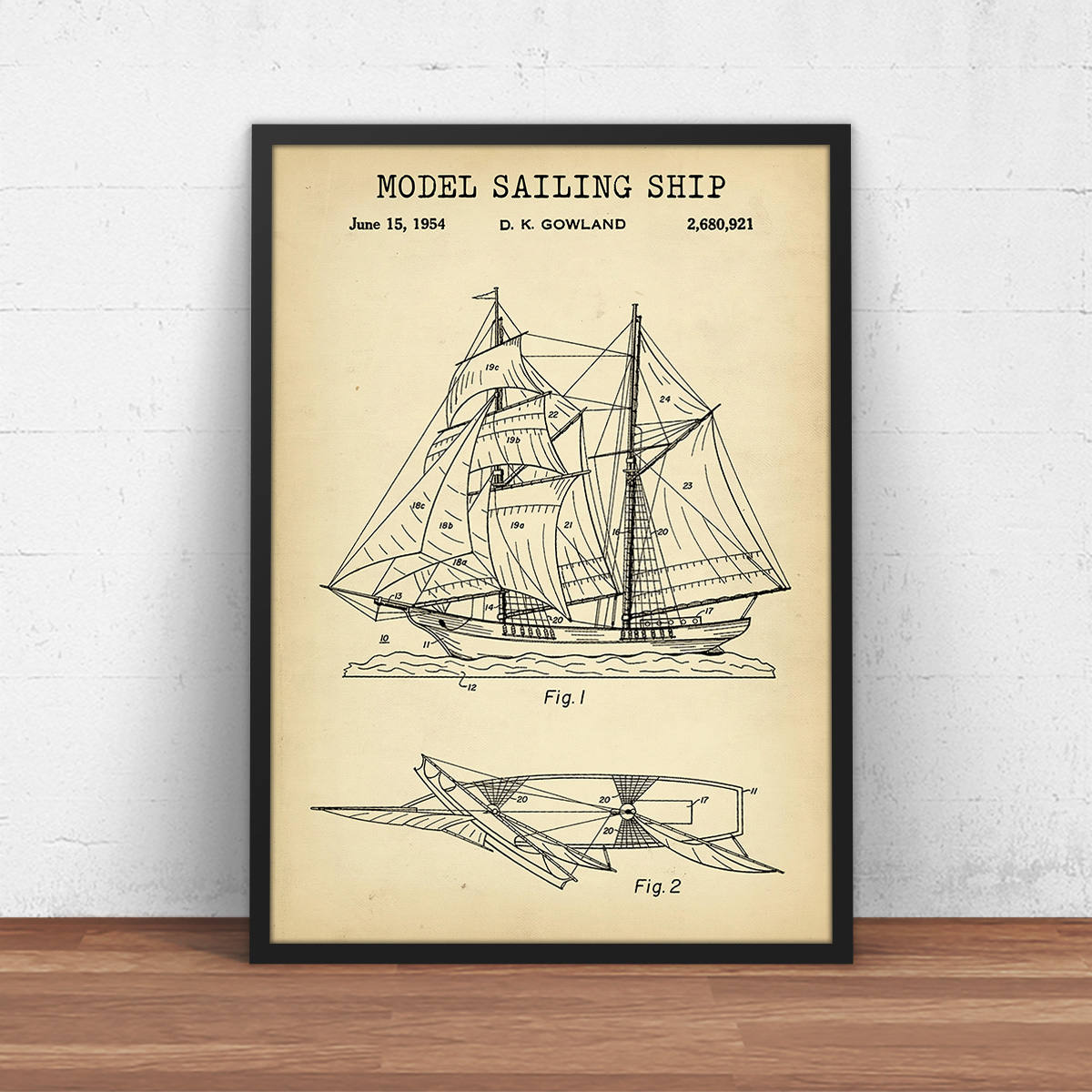 Model Sailing Ship Patent Print, Nautical Decor, Ship Blueprint ...