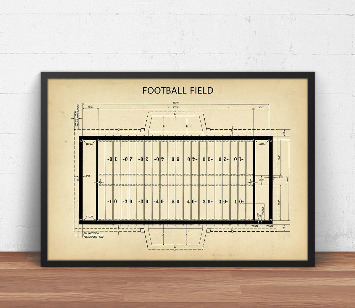 Football Field Print American Football Field Diagram Etsy