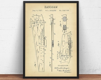 Handsaw Patent Print,  Carpenter Gift, Handyman, Construction Decor, Work Working, Father Gift Idea, Garage Wall Art Decor