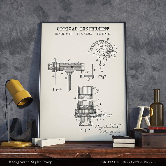 Optical Instrument Patent Print Digital Download Eye Clinic Decor Optician Optometry Wall Art Optometrist Gift Ophthalmology Blueprint