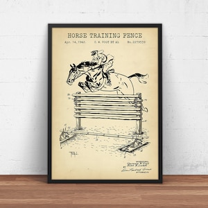 Horse Training Fence,  Horse Jockey Gifts, Equestrian Wall Art, Horse Jump Poster Print, Ranch Decor, Horse prints