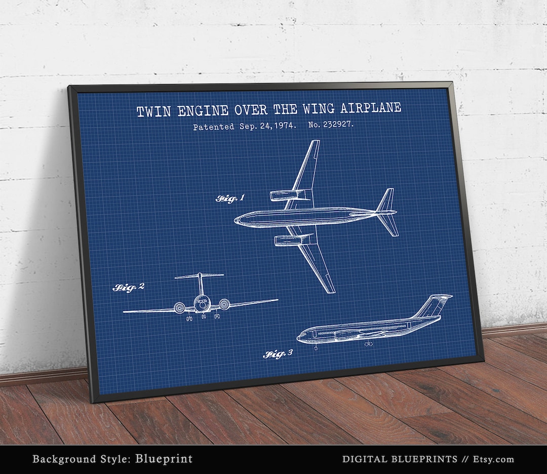 Boeing Airplane Patent Print, Blueprint Art, Twin Engine Poster Print ...
