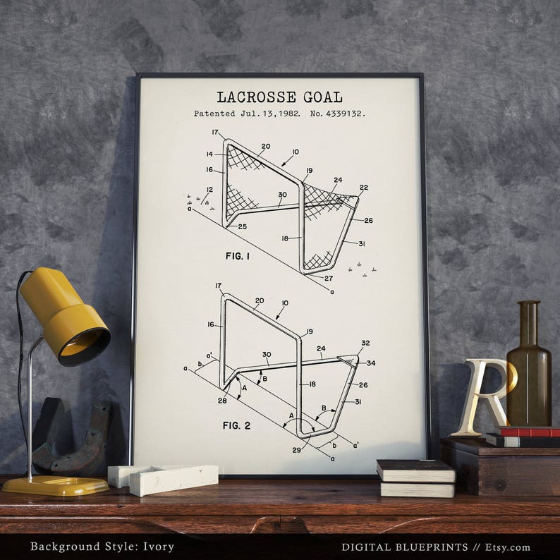 Lacrosse Goal Post Patent Art Print, Lacrosse Sports, Lacrosse Decor, Lacrosse Coach Gift Idea, Lacrosse Poster Print image 2