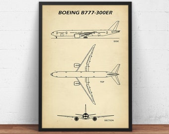 Boeing 777 Patent Print, Boeing Plane Blueprint, B777 Poster, Airplane Nursery, Aviation Decor, Living Room Wall Art, Pilot Gifts, Aviator