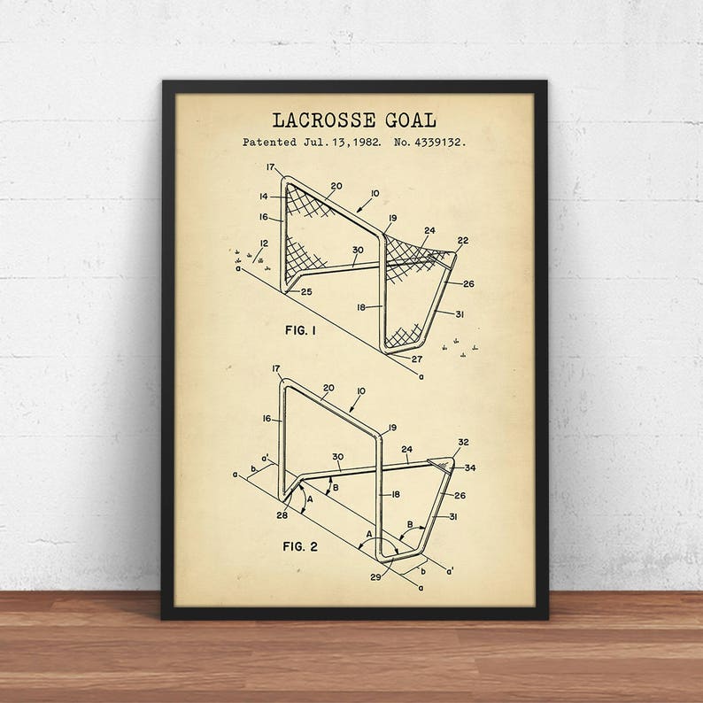 Lacrosse Goal Post Patent Art Print, Lacrosse Sports, Lacrosse Decor, Lacrosse Coach Gift Idea, Lacrosse Poster Print image 1