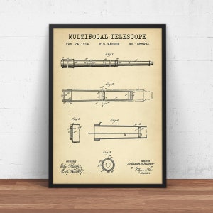 Multifocal Telescope Patent Print,  Space Telescope, Astronomer Gifts, Astronomy Poster Print, Nursery Wall Art Decor