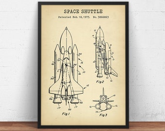 Space Shuttle Patent Print, NASA Poster 1975, Nasa Space Shuttle, Spaceship Blueprint, Astronaut Gifts, Aerospace Engineer, Wall Art Decor