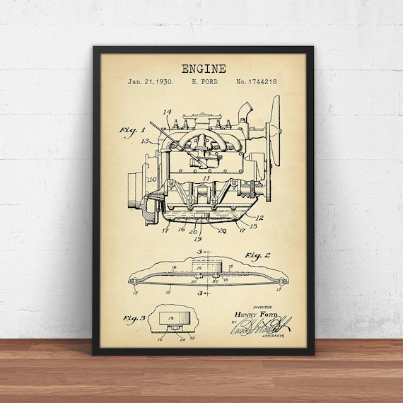 Wall Hangings Home &amp; Living Wall Décor Ford Transmission Patent Print ...