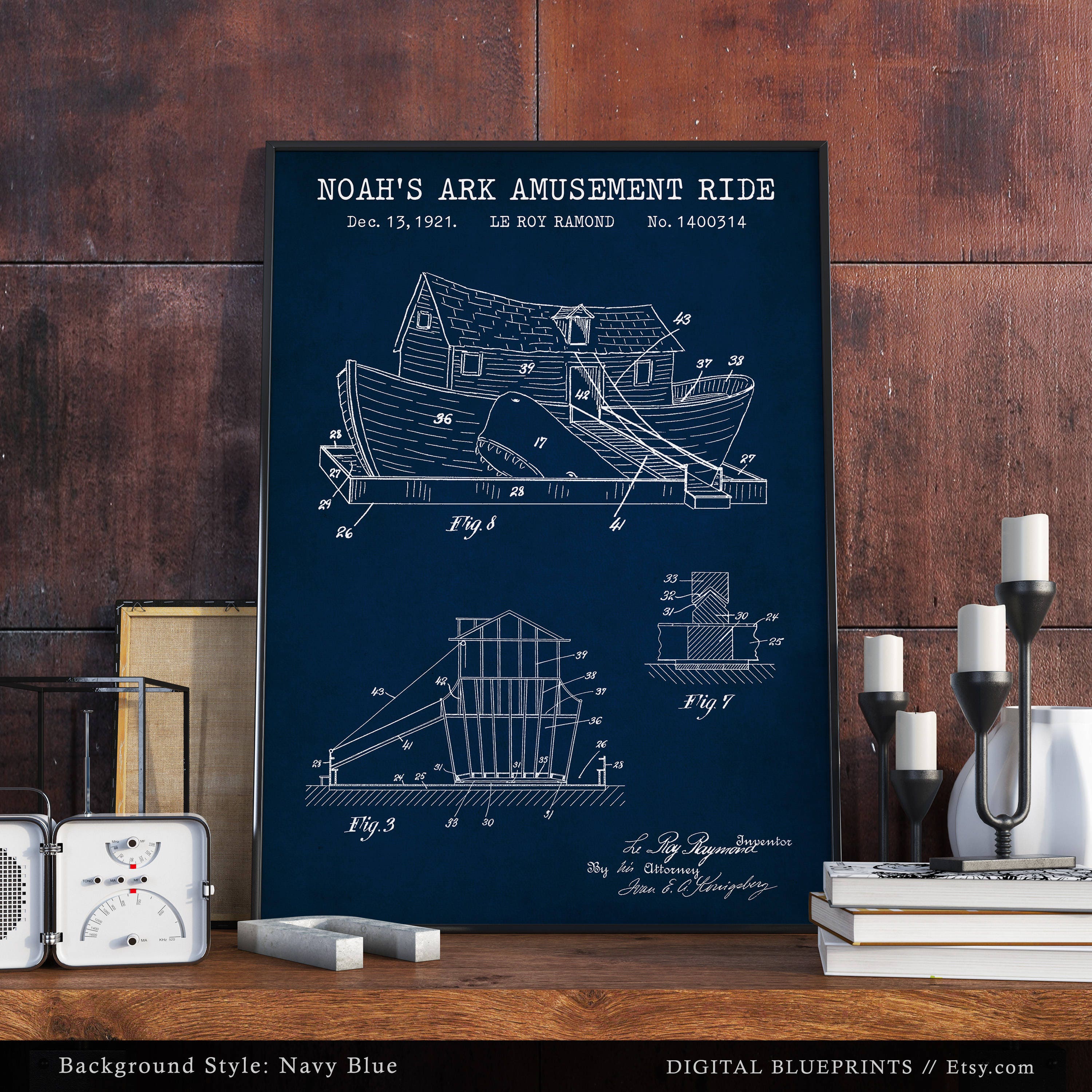Noah's Ark Amusement Ride Patent Print, Kennywood Park Poster