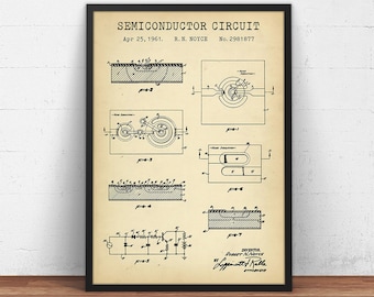 Semiconductor Circuit, Electronic Engineer, Circuit Board Blueprint, Engineering, Engineer Gifts, Science Wall Art, Man Cave Decor, Poster
