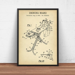 Ironing Table Patent Print,  Farmhouse Laundry Room Decor, Housekeeping Wall Art, Old Fashioned, Housewarming Gifts