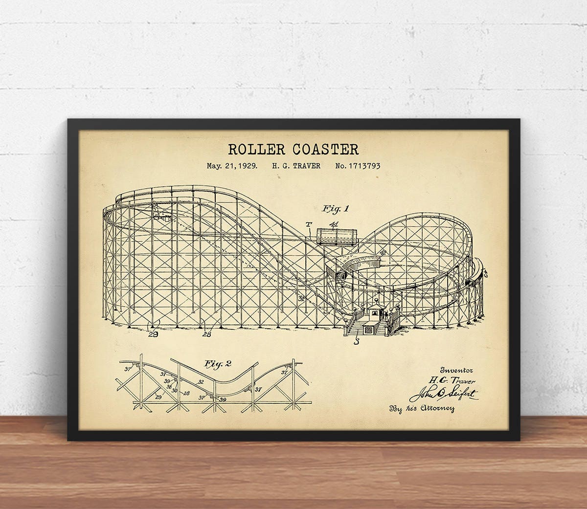 Roller Coaster 1929 Patent Print Amusement Ride Blueprint | Etsy