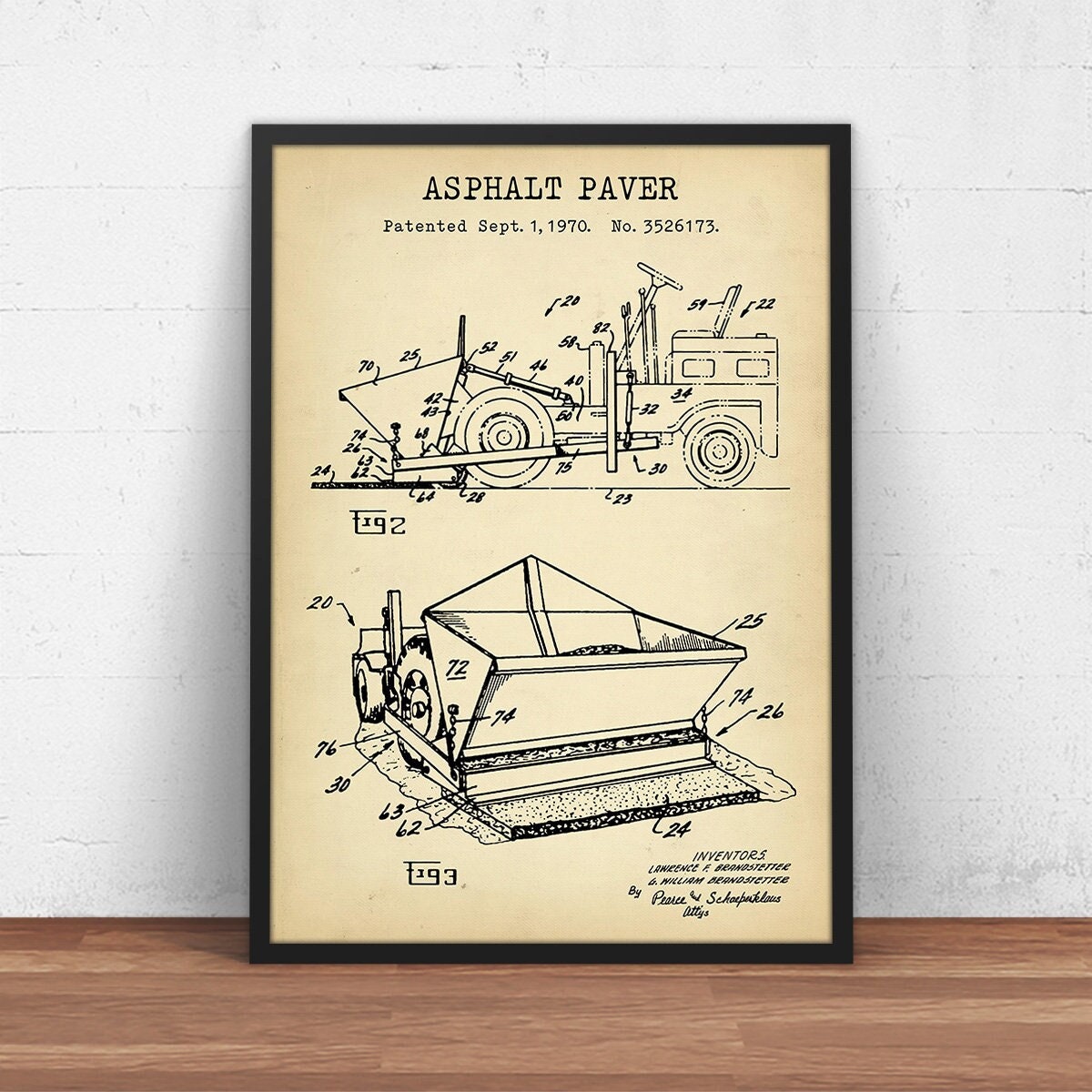 Asphalt Paver Patent Print,  Asphalt Paving Machine Blueprint Art, Construction Decor, Roadworks, Road Worker Gifts, Prints