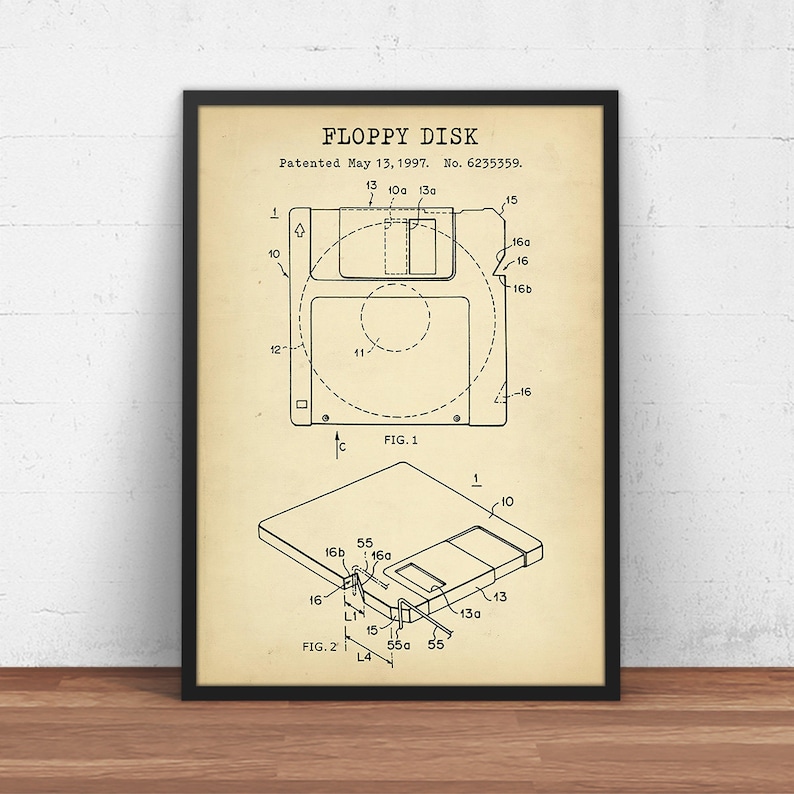 Floppy Disk Patent Print, Floppy Blueprint, Computer Decor, Technology Art, Retro Prints, Tech Gifts, Office Wall Art, IT image 1