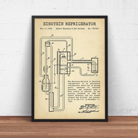 Einstein Refrigerator Patent Print Mad Scientist Decor - Etsy España