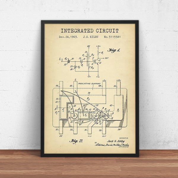 Integrated Circuit Patent Print,  Technology Wall Art, Science Poster Print, Computer Decor, Electrical Engineer Gifts