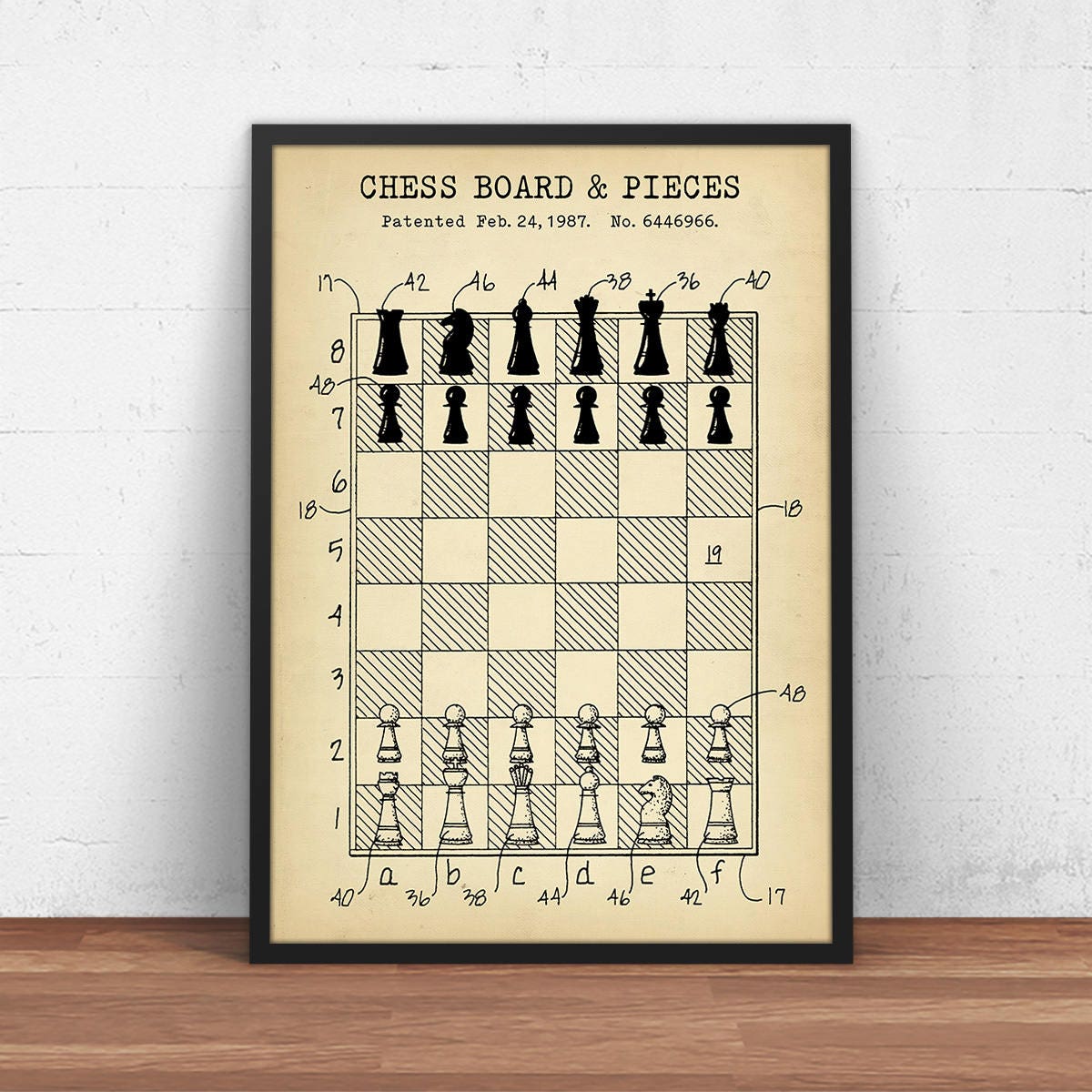 Wall Art Print, 1966 Set of Chess Pieces Patent