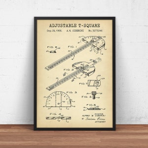 T-Square Patent Print, Gifts For Contractor, Woodworking Tools, Draftsman Tools Art, Architecture Decor, Office Wall Art, Architect Gift