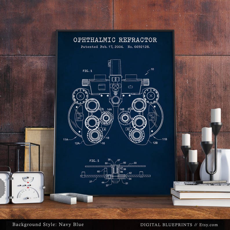 Ophthalmic Refractor Patent Print, Optometry Poster Print, Phoropter Art, Ophthalmology, Eye Clinic Decor, Optometrist Gift, Optician image 6