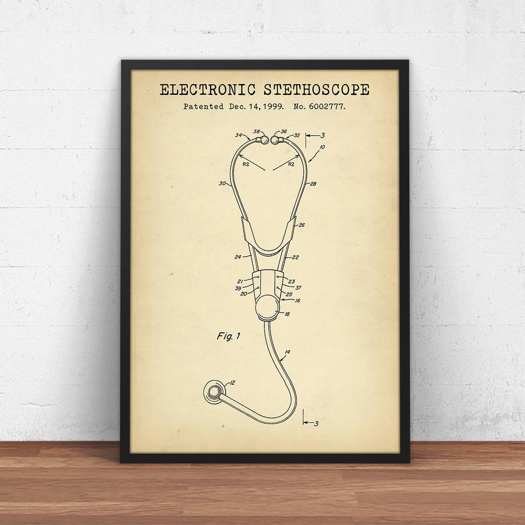Stethoscope Patent Poster, Modern Stethoscope Poster, Stethoscope Print ...