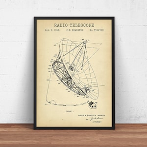 Radio Telescope Patent Print,  Space Poster, Astronomy Poster Print, Spaceman Astronomer Gift Idea, NASA Wall Art Decor