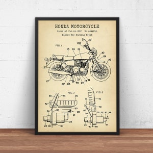 Honda Motorcycle Patent Print, Vintage Motorcycle, Motorbike Blueprint, Japanese Motorcycle, Motosport Wall Art, Biker Gift, Man Cave Decor