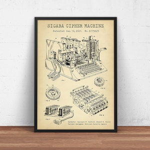 SIGABA Cipher Machine Patent Print - Cryptography - WW2 Encryption Machine Blueprint - Code Breaker Art - NSA Wall Art Decor Computer Gifts