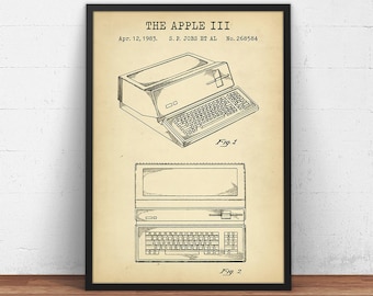 Apple III Computer Patent Print,  Apple Poster Print, Computer Patents, IT Decor, Technology Wall Art, Tech Geek Gifts