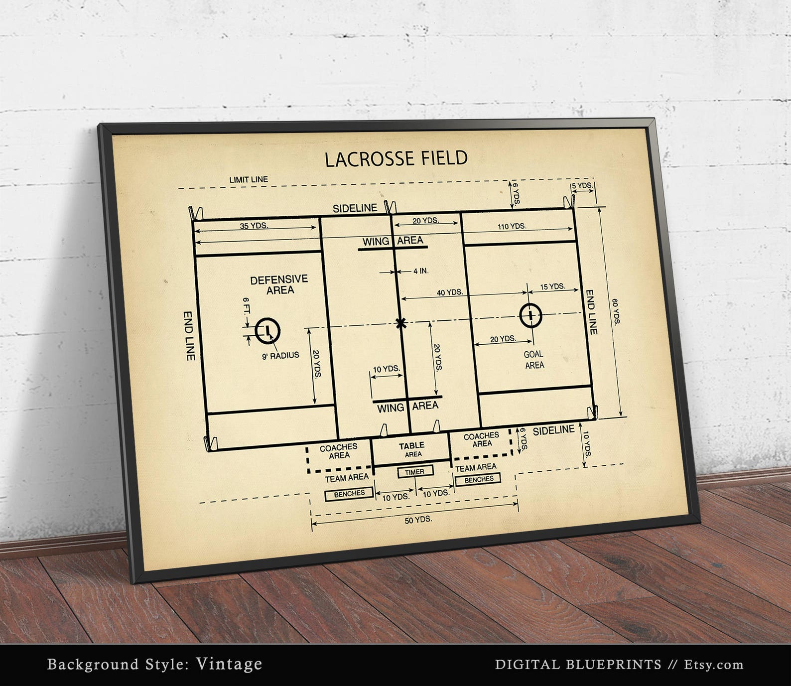 Lacrosse Field Diagram Lacrosse Coach Gift Lacrosse Wall - Etsy