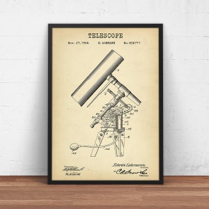Telescope Patent Print,  Astronomy Poster Print, NASA Wall Art, Space Prints, Nursery Decor, Astronaut Gifts, Telescope