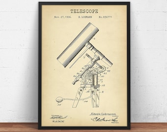 Telescope Patent Print,  Astronomy Poster Print, NASA Wall Art, Space Prints, Nursery Decor, Astronaut Gifts, Telescope