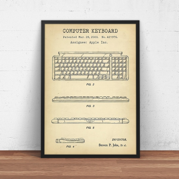 Computer Keyboard Patent Print, Technology Decor, IT Startup Office Wall Art, Steve Jobs Invention, Apple Computer Poster Print, Prints