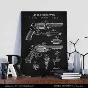 Starr Revolver, Gun Patent Print, Double Action Revolver, Handgun Blueprint Art, Weapon Design, Firearm Wall Art Decor image 5